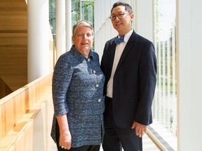 University of California President Janet Napolitano (left) and UBC President Santa Ono at UBC in Vancouver on July 23, 2019.