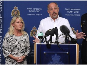 Nick Masee Jr. and his sister Tanya Masee Van Ravenzwaaij appeal for information on their father Nick Masee Sr. and his wife Lisa Masee, who went missing 25 years ago, in North Vancouver on July 30, 2019.