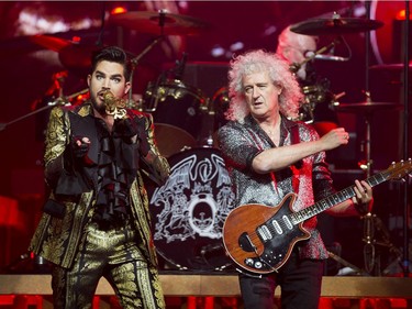Guitarist Brian May and singer Adam Lambert perform onstage for  An Evening with Queen and Adam Lambert: The Rhapsody Tour at Rogers Arena. Vancouver, July 10 2019.