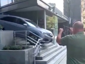 A Vancouver driver piloted her Acura SUV down the Wall Centre stairs like it was a Slinky.