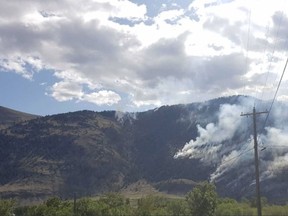 This is a screen grab of the Richter Mountain wildfire near Cawston. Officials say wind is causing the blaze to spread, and several properties are under an evacuation alert.