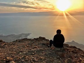 A sunrise view over the Dead Sea.