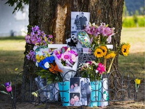 A memorial to Madeline Stroup at the corner where the crash happened.