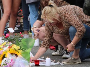 Grief-stricken friends and family mourned a boy, identified on social media as Carson Crimeni, at a vigil held Aug. 8, 2019, at the Walnut Grove Skate Park. Crimeni was found in medical distress in Walnut Grove and later died in hospital.