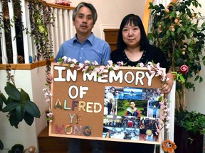 The parents of Alfred Wong: Samson Wong (father) and Chelly Wong (mother). Fifteen-year-old Alfred Wong was killed in January 2018. Police and his family are making a plea for people with information about the murder to speak with police.