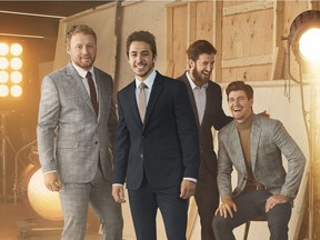 From left: Morgan Rielly of the Toronto Maple Leafs, Johnny Gaudreau of the Calgary Flames, Phillip Danaul of the Montreal Canadiens and Mark Scheifele of the Winnipeg Jets star in a new campaign for RW&CO.