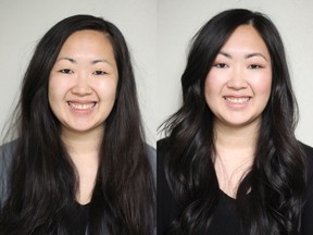 Sayuri Shimoda is a 31-year-old lawyer who was looking for a new look for her wedding. On the left is her before her makeover by Nadia Albano. On the right is her after. Photo: Nadia Albano.