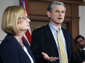 B.C. Liberal Leader Andrew Wilkinson and MLA Tracy Redies. Redies is emerging as a star for the Opposition.