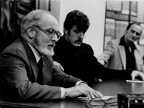 Judge Harry Boyle (left) at a symposium on juvenile delinquents in 1976.
