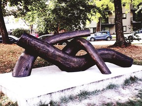 The new bronze Dude reclaimed his spot in Guelph Park on Tuesday.