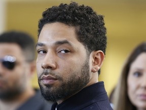 Actor Jussie Smollett after his court appearance at Leighton Courthouse on March 26, 2019 in Chicago, Illinois.