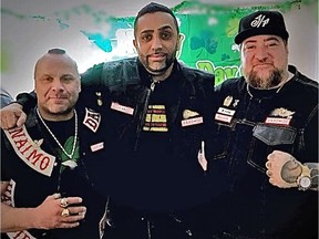 Members of the Hardside chapter of the Hells Angels, left to right: the late Chad Wilson (formerly of the Haney chapter), the late Suminder Grewal (formerly of the Haney chapter) and Jamie Jaimie Yochlowitz (formerly of the Vancouver chapter).