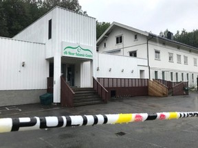 A view of the al-Noor Islamic Centre mosque in Sandvika, Norway, on Sunday, Aug. 11, 2019.