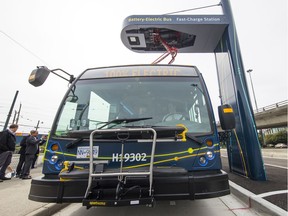 TransLink's new $10-million project will see four battery-electric buses running on Route 100 between Vancouver and New Westminster.