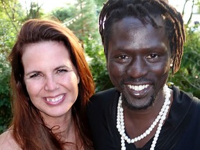 Treana Peake welcomed singer, actor and former child soldier Emmanuel Jal to a fundraiser for the Obakki Foundation she founded to conduct clean-water and education projects in Jal's native South Sudan and elsewhere.