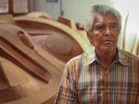 Master carver and artist Robert Davidson is seen here in his studio. Davidson hopes once COVID-19 crisis ends that people will slow down and make peace with their spirituality.