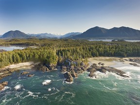 An arial view of The Wickaninnish Inn in Tofino.