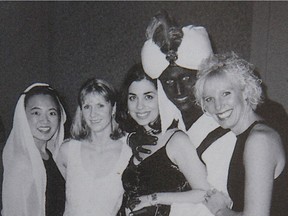 Justin Trudeau in brownface as part of a costume for an "Arabian Nights"-themed party at Vancouver's West Point Grey Academy, hosted in 2001.
