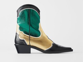 Leather cowboy boots, $199 at Zara, zara.com.