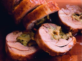 David Robertson's rolled turkey breast roasts in just 1 1/4 hours. His sausage and apple stuffing is delicious, but feel free to substitute your favourite version.