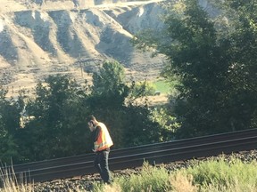 An investigation continues on Thursday, Sept. 5, after a body was found on railway tracks in Valleyview, on the north side of Highway 1, across from Highland Drive.