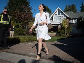 Huawei chief financial officer Meng Wanzhou, who is out on bail and remains under partial house arrest after she was detained last year at the behest of American authorities, leaves her home to attend a court hearing in Vancouver, on Monday September 30, 2019.
