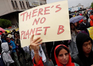 Demonstrators march as they take part in the Global Climate Strike of the Fridays for Future movement in Istanbul, Turkey, September 20, 2019.