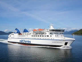 Northern Adventure ferry is shown in this handout photo. Nearly two dozen agencies are responding to an environmental emergency off Vancouver Island, but fortunately, it's only a drill. Vessels and members from the Canadian and United States coast guards, military search and rescue teams and the RCMP are just a handful of the 20 agencies taking part in training exercises that began this week in waters near Port Hardy, B.C.