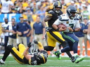 Sep 15, 2019; Pittsburgh, PA, USA; Seattle Seahawks quarterback Russell Wilson (3) runs the ball against the Pittsburgh Steelers during the fourth quarter at Heinz Field. Mandatory Credit: Philip G. Pavely-USA TODAY Sports