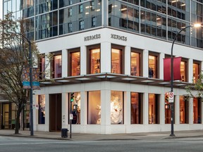 The exterior of the new Hermès boutique in Vancouver is pictured in this handout photo.
