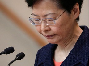FILE PHOTO: Hong Kong's Chief Executive Carrie Lam holds a news conference in Hong Kong, China, August 20, 2019.