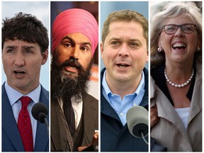 Liberal Leader Justin Trudeau, NDP Leader Jagmeet Singh, Conservative Leader Andrew Scheer and Green Leader Elizabeth May.