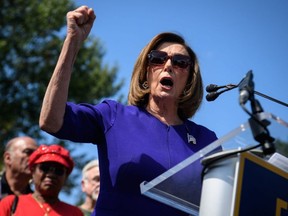 U.S. House Speaker Nancy Pelosi speaks at a Fed Up? Rise Up! rally outside the Capitol in Washington, D.C., on Tuesday, Sept. 24, 2019.