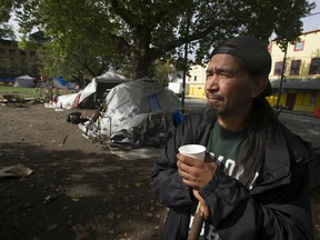 Gary Humchitt at Oppenheimer park in Vancouver, BC Wednesday, September 25, 2019. Nearly a hundred tents dot the landscape at the park which has pitted various levels of local government and agencies against each other as to how best handle the homeless encampment.