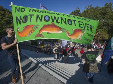 Vancouver, BC: SEPTEMBER 27, 2019 -- Tens of thousands of people concerned about the state of the earth's climate converged on Vancouver city hall Friday, September 27, 2019 as part of a global initiative to bring attention to the environment. The throngs of people marched across the Cambie Street bridge and into downtown.