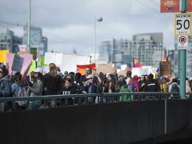 Vancouver, BC: SEPTEMBER 27, 2019 -- Tens of thousands of people concerned about the state of the earth's climate converged on Vancouver city hall Friday, September 27, 2019 as part of a global initiative to bring attention to the environment. The throngs of people marched across the Cambie Street bridge and into downtown.