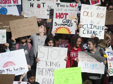 Vancouver, BC: SEPTEMBER 27, 2019 -- Tens of thousands of people concerned about the state of the earth's climate converged on Vancouver city hall Friday, September 27, 2019 as part of a global initiative to bring attention to the environment. The throngs of people marched across the Cambie Street bridge and into downtown.