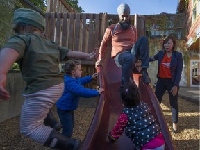 NDP Leader Jagmeet Singh announced that his party would put more funding into child care if elected, at the Hastings Park Childcare Centre in Vancouver on Sept. 30.
