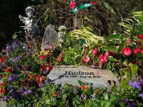 Memorial site for Hudson Brooks, who died July 18, 2015 outside Surrey RCMP detachment.