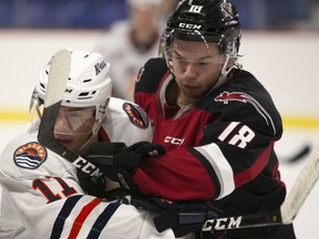 Vancouver Giants forward Jackson Shepard, right, is quickly becoming a fan favourite because of his no-fear attitude and relentless work ethic.
