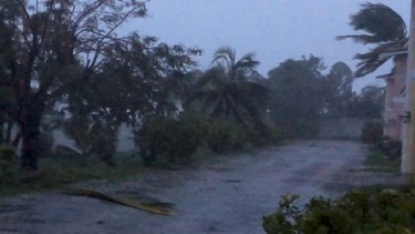 Strong winds batter Oceanhill Boulevard in Freeport, as Hurricane Dorian passes over Grand Bahama Island, Bahamas September 2, 2019 in this still image taken from a video by social media.