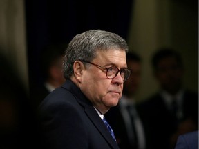 U.S. Attorney General William Barr is pictured after a farewell ceremony for Deputy Attorney General Rod Rosenstein at the U.S. Department of Justice in Washington in May.