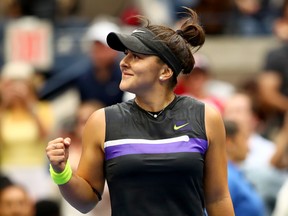 Bianca Andreescu of Canada celebrates winning the Women's Singles final match against against Serena Williams of the United States on day thirteen of the 2019 US Open at the USTA Billie Jean King National Tennis Center on September 07, 2019 in the Queens borough of New York City.