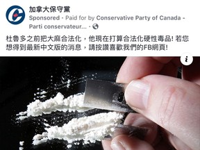A Conservative Party ad that has appeared on Facebook.