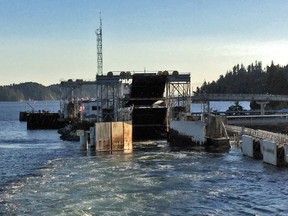 File photo of the view from a ferry pulling away from the Langdale B.C. Ferries terminal. The TSB says in a statement that the tug Sheena M capsized and
sank on Oct. 1 not far from Langdale.