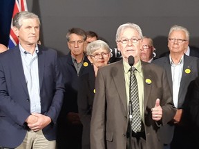 Williams Lake Mayor Walt Cobb addresses the media at the Union of B.C. Municipalities conference last month.