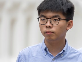 Joshua Wong, co-founder of the Demosisto political party, attends a news conference in Hong Kong, China, on Tuesday, Oct. 29, 2019.