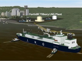 Artist rendering of US-based WesPac Midstream's proposal for a marine jetty right next to Fortis's existing LNG production and storage facility.