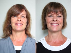 Trina Penner before, left, and after her makeover by Nadia Albano.