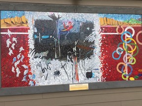 Ashcroft Artist Marina Papais created this glass mosaic called Sister City Synergy by blending paintings by Ashcroft artist Royce Josephson and Japanese artist Kazuhiko Nagaki from Ashcroft's sister city Bifuka, Japan. (Gord McIntyre photo)